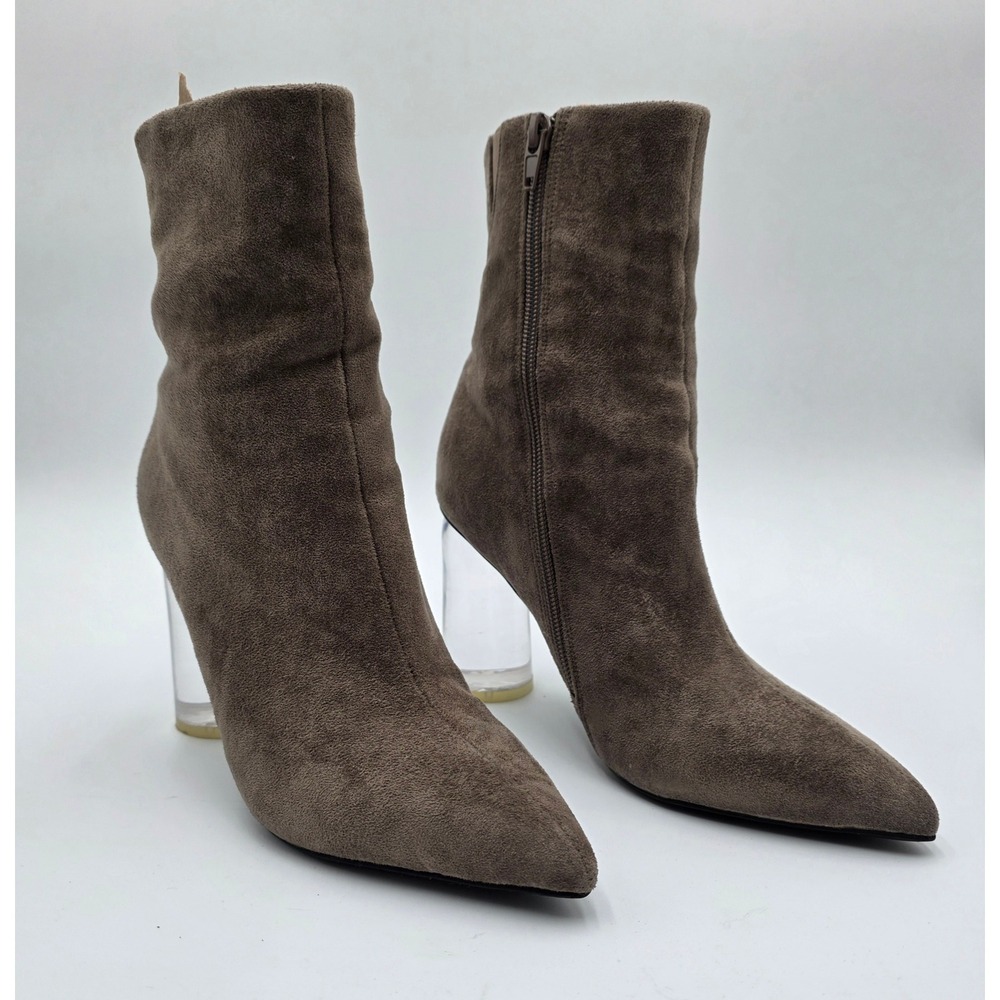 Jeffrey Campbell Ankle Boots Brown Suede Pointed‎ Toe Block Heel Bootie Size 6